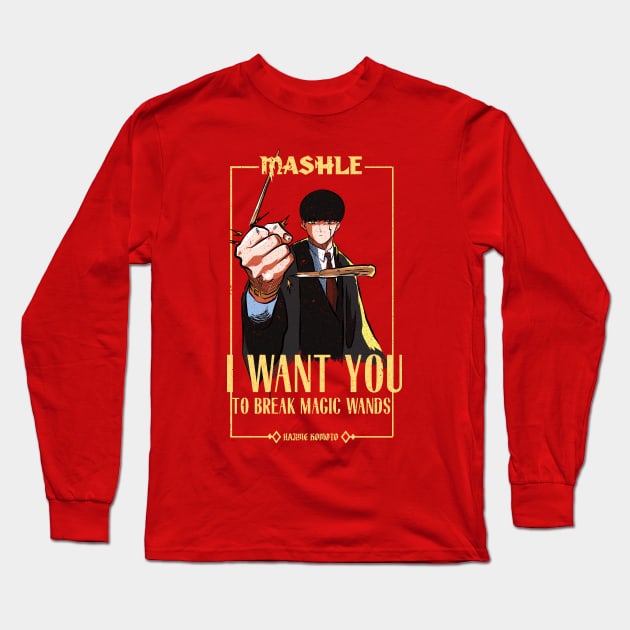 MASHLE: MAGIC AND MUSCLES (I WANT YOU) RED (GRUNGE STYLE) Long Sleeve T-Shirt by FunGangStore